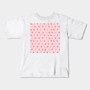 Elegant Golden Butterflies Pink Pattern Kids T-Shirt